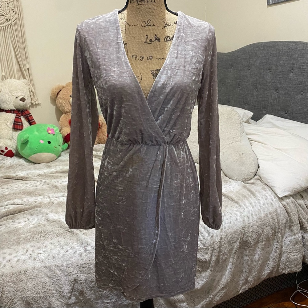 Silver suede dress